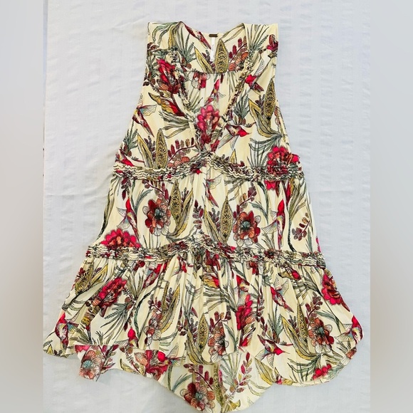 Free People Tops - Free People Purple Haze hummingbird tiered v neck tunic size XS floral hi low